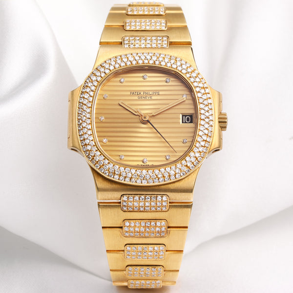 Patek Philippe Nautilus 3800 005 Diamond 18K Yellow Gold Second Hand Watch Collectors 1