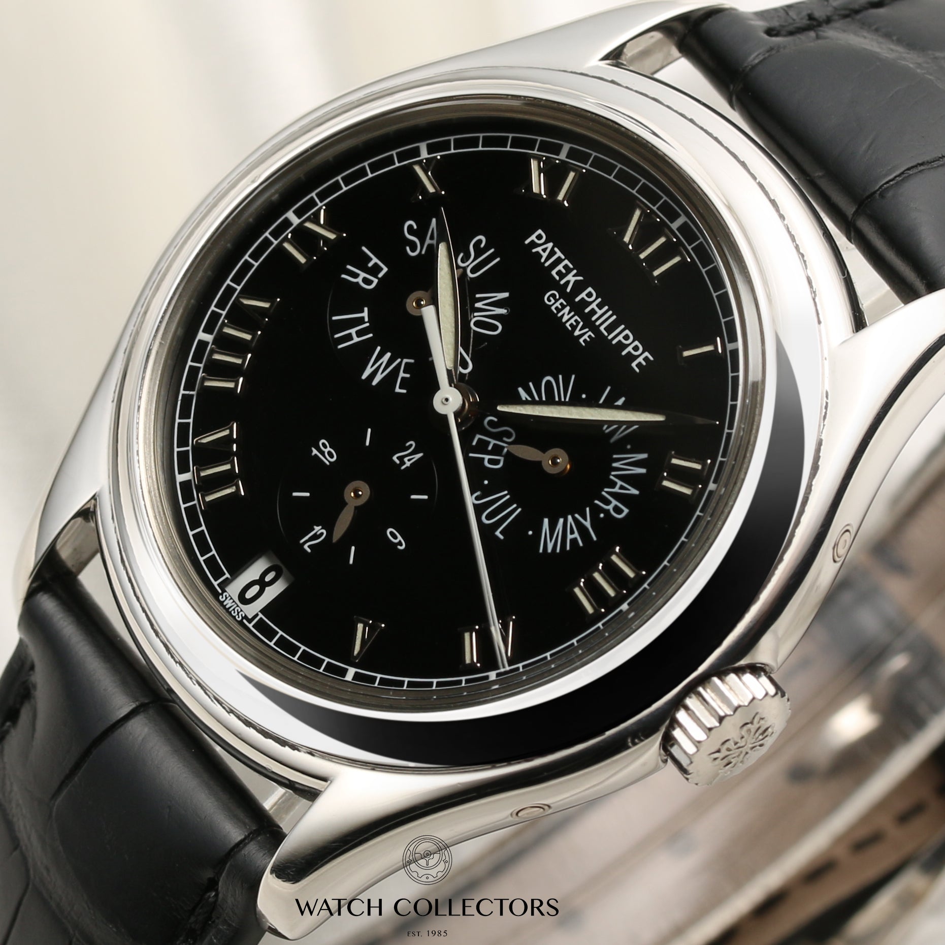 Patek Philippe Platinum Anaul Calendar Second Hand Watch Collectors 4