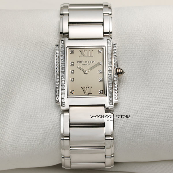 Patek Philippe Twenty-4 18K White Gold Princess Cut Diamond Second Hand Watch Collectors 1