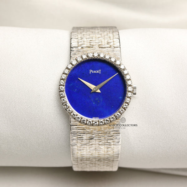 Piaget 18K White Gold Diamond Bezel Lapis Lazuli Dial Second Hand Watch Collectors 1