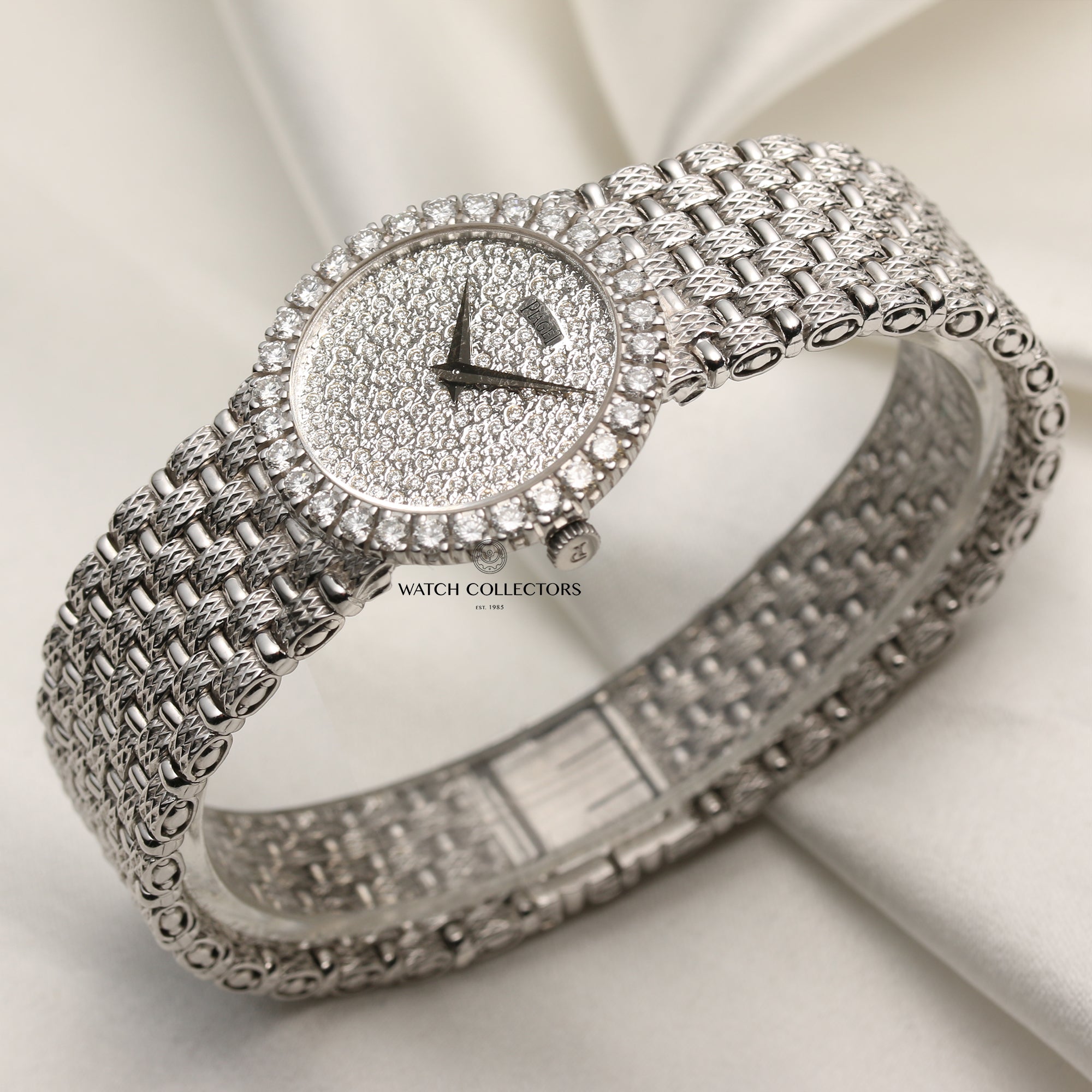 Piaget Pave Diamond Dial and Diamond Bezel 18k White Gold Ladies