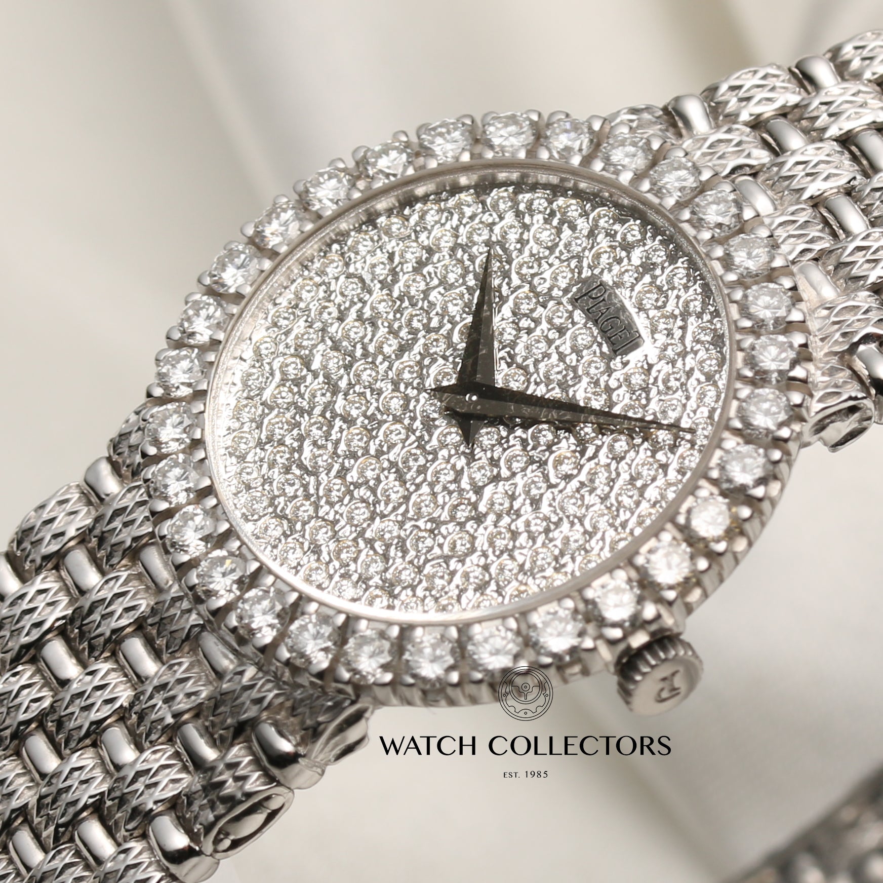 Piaget Pave Diamond Dial and Diamond Bezel 18k White Gold Ladies