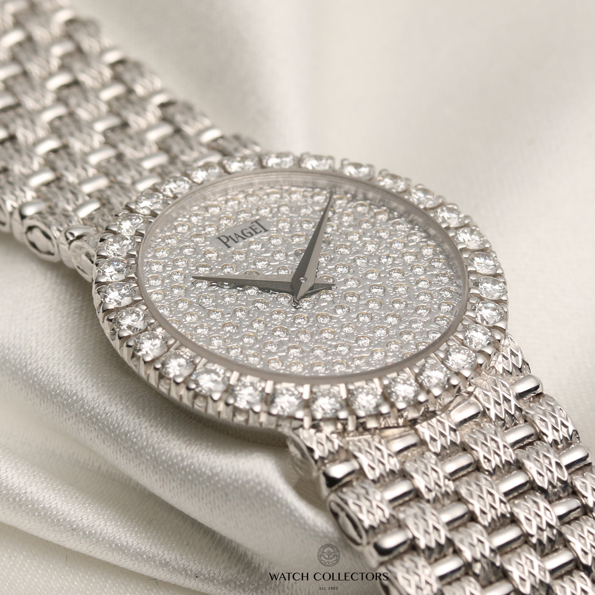 Piaget 18K White Gold Diamond Bezel Pave Second Hand Watch Collectors 5