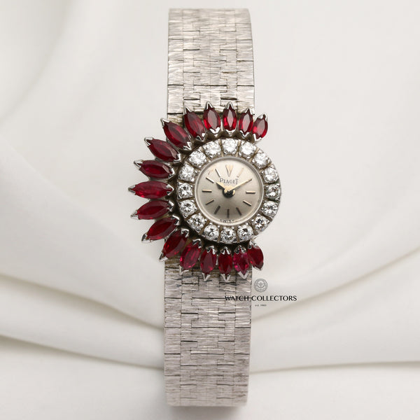 Piaget-18K-White-Gold-Diamond-Ruby-Bezel-Second-Hand-Watch-Collectors-1