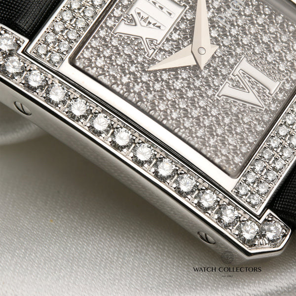 Piaget Pave Diamond Dial, Bezel & Clasp Ladies Wristwatch P10101 18k W ...