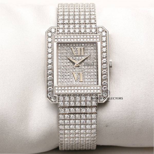 Piaget 18K White Gold Pave Full Diamond Second Hand Watch Collectors 1