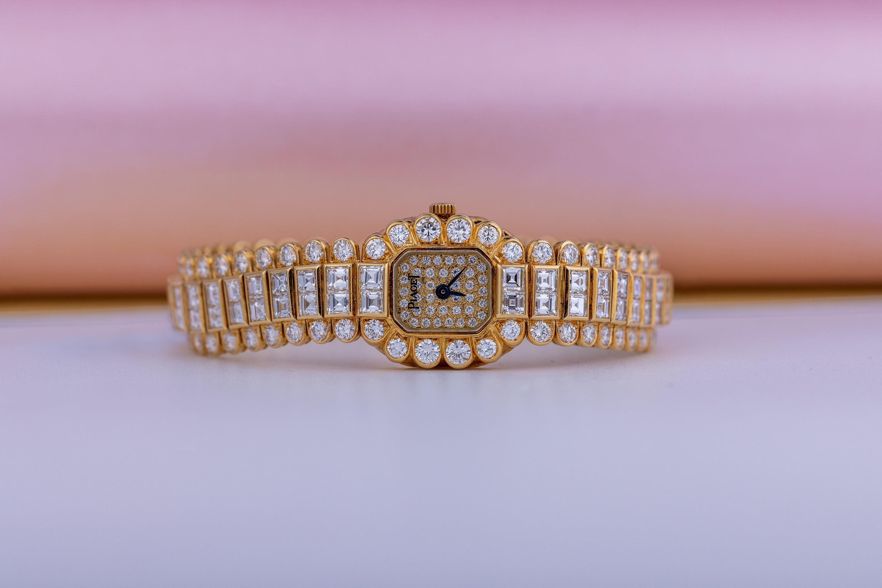 Vintage Rare Piaget Watch Round Princess Diamonds 18k