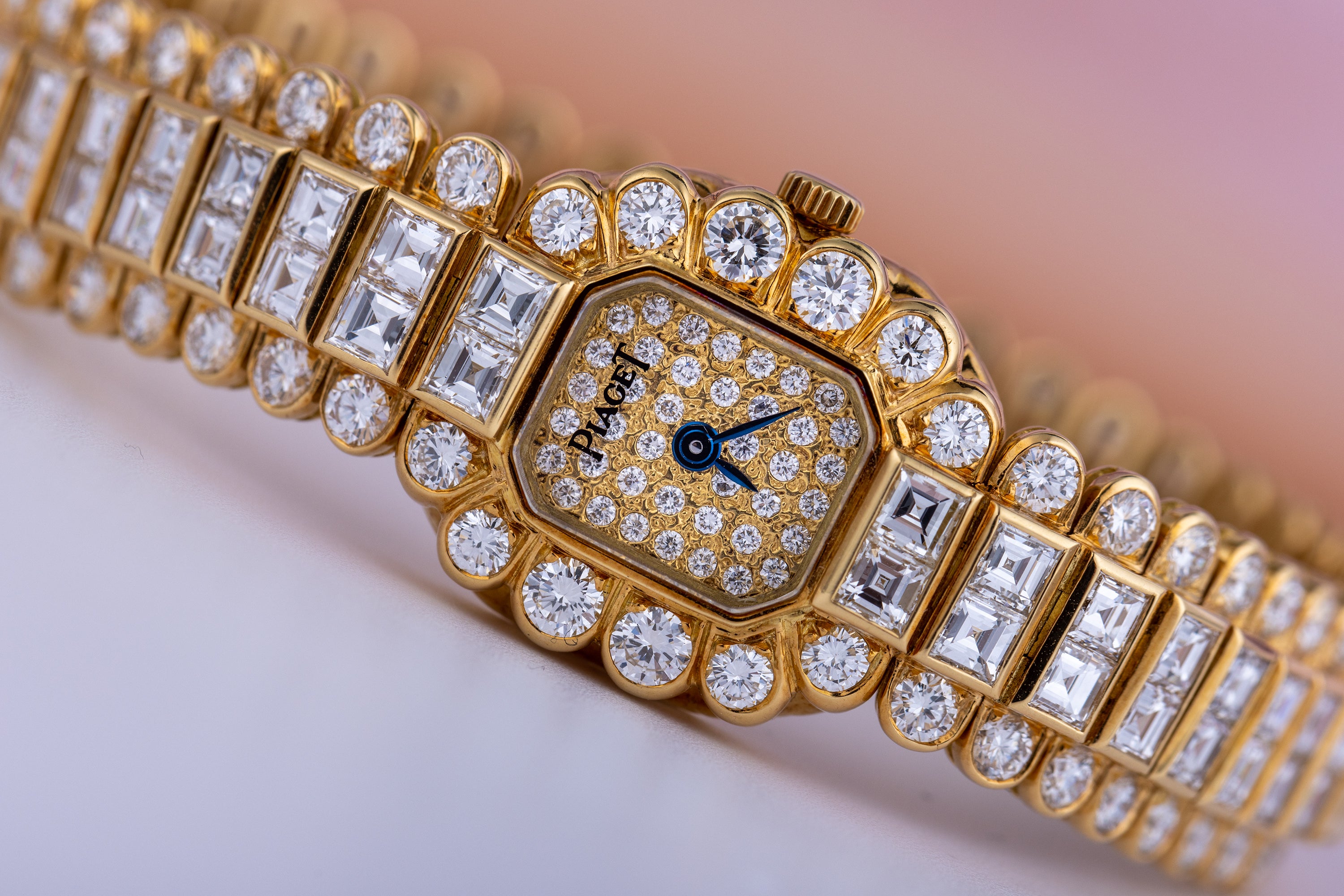 Vintage & Rare Piaget Watch | Round & Princess Diamonds | 18k Yellow Gold | Circa 1990s