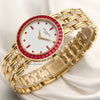Rare Patek Philippe Calatrava 5018 012 18K Yellow Gold Ruby Bezel & Dial Diamond Bracelet Second Hand Watch Collectors 3