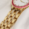 Rare Patek Philippe Calatrava 5018 012 18K Yellow Gold Ruby Bezel & Dial Diamond Bracelet Second Hand Watch Collectors 6