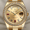 Rolex 218348 18K Yellow Gold Second Hand Watch Collectors Champagne Diamond & Ruby Dial Second Hand Watch Collectors 2