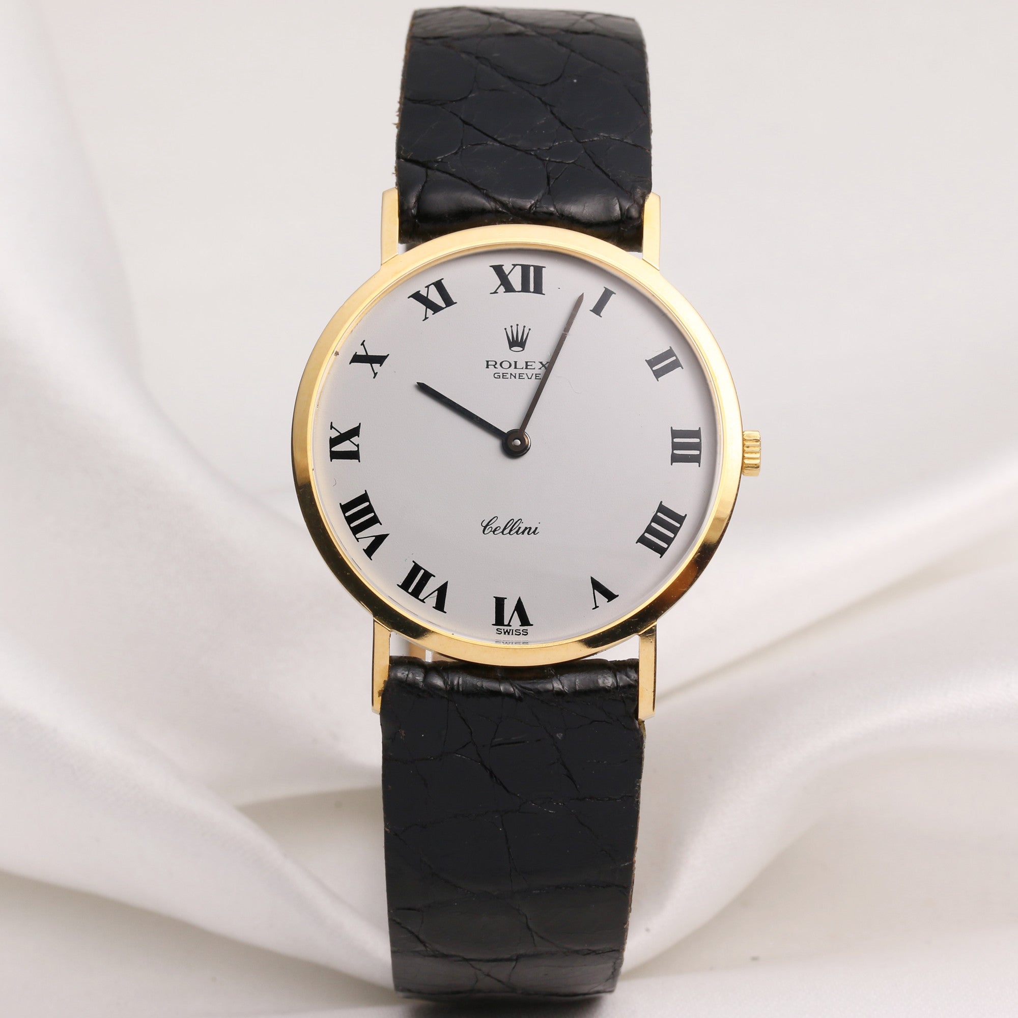 Rolex Cellini 18K Yellow Gold White Dial Second Hand Watch Collectors 1
