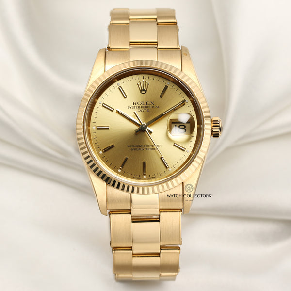 Rolex Date 15238 18K Yellow Gold Second Hand Watch Collectors 1