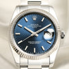 Rolex Date Stainless Steel Blue Dial Second Hand Watch Collectors 2