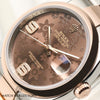 Rolex DateJust 116201 Steel & Rose Gold Chocolate Floral Dial Second Hand Watch Collectors 4