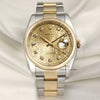Rolex DateJust 116203 Steel & Gold Champagne Jubilee Diamond Dial Second Hand Watch Collectors 1