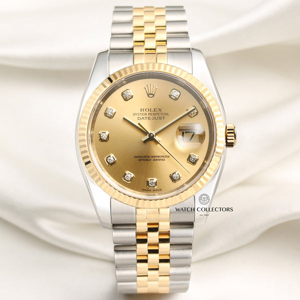 Rolex DateJust 116233 Steel & Gold Champagne Diamond Dial Second Hand Watch Collectors 1