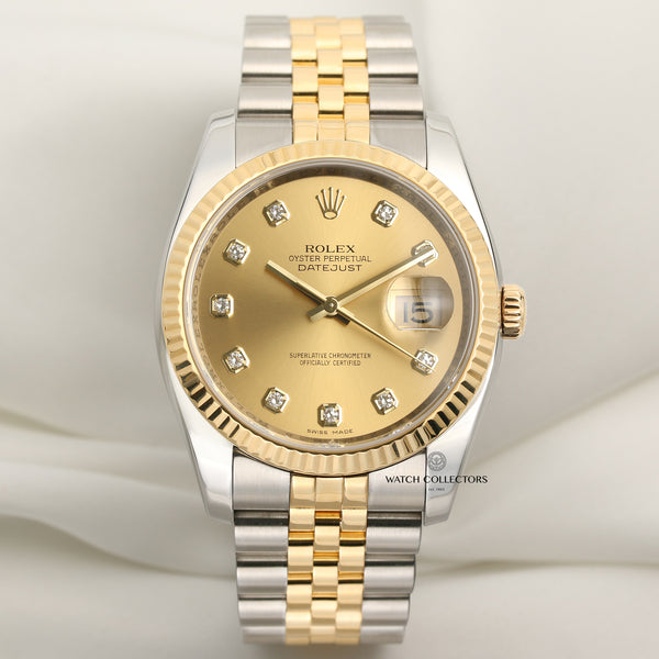 Rolex DateJust 116233 Steel & Gold Champagne Diamond Diald Second Hand Watch Collectors 1