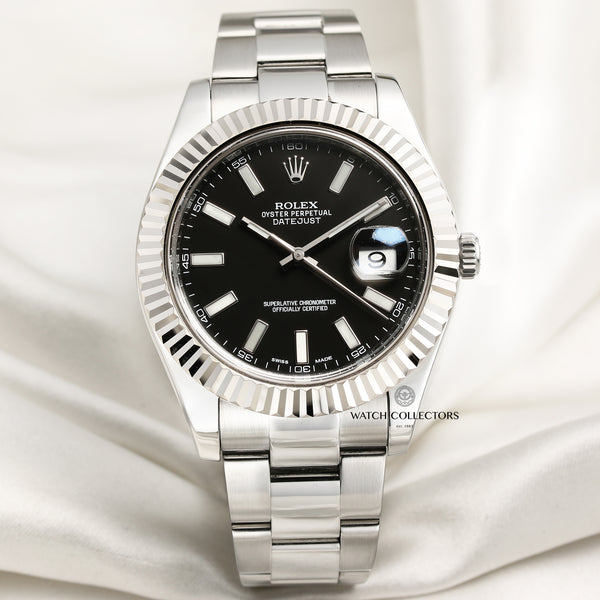 Rolex DateJust 126334 Stainless Steel 18K White Gold Bezel Second Hand Watch Collectors 1