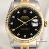 Rolex DateJust 16233 Black Diamond Dial Steel & Gold Second Hand Watch Collectors 2