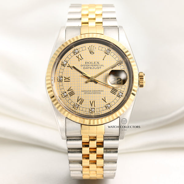 Rolex DateJust 16233 Steel & Gold Diamond Dial Second Hand Watch Collectors 1