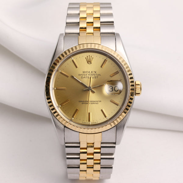 Rolex DateJust 16233 Steel & Gold Second Hand Watch Collectors 1