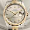Rolex DateJust 16233 Steel & Gold Silver Diamond Dial Second Hand Watch Collectors 2