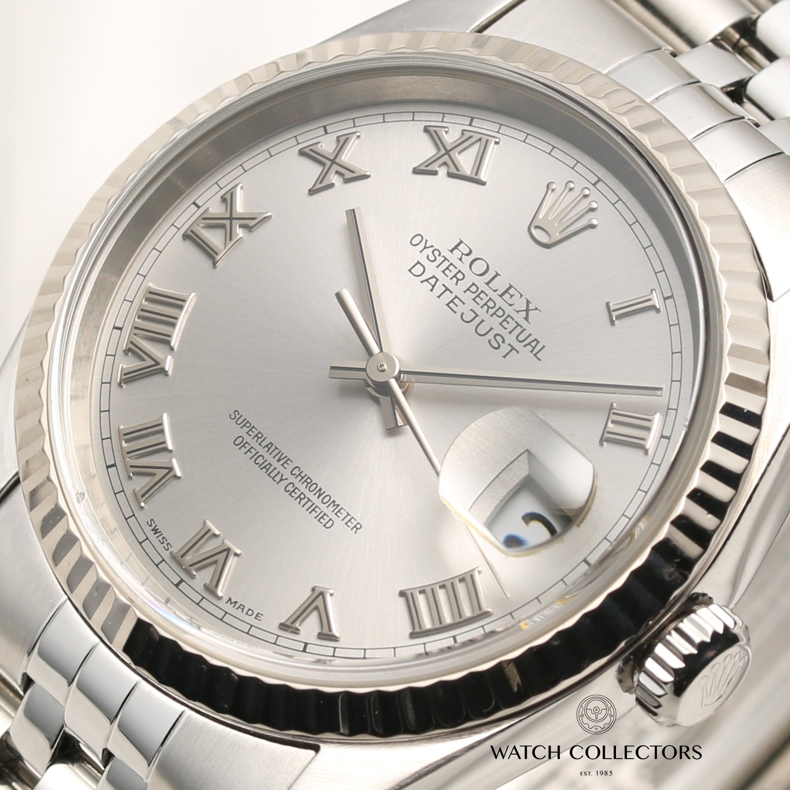 Rolex DateJust 16234 Stainless Steel 18K White Gold Bezel Second Hand Watch Collectors 4