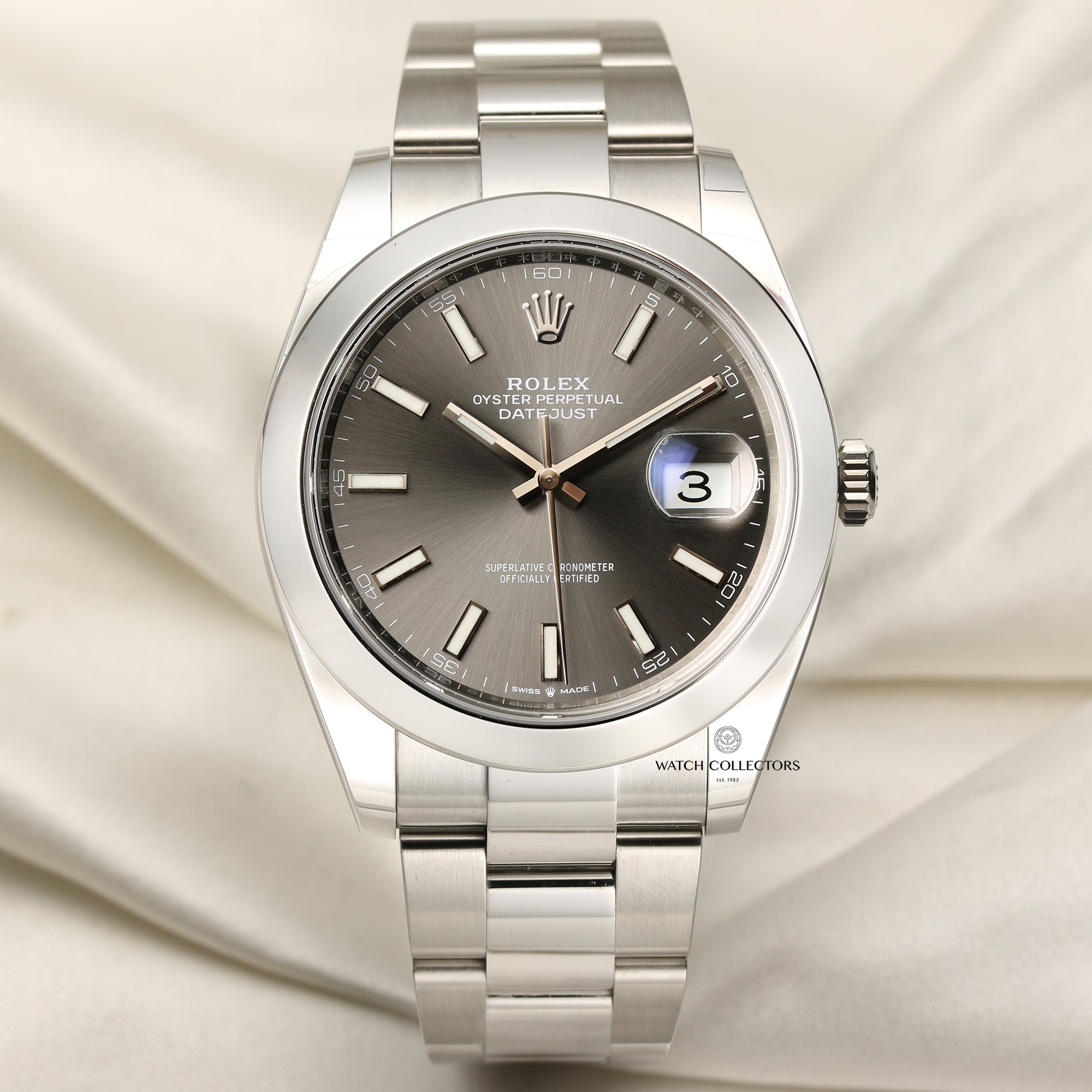 Rolex DateJust 41 126300 Stainless Steel Rhodium Dial Second Hand Watch Collectors 1