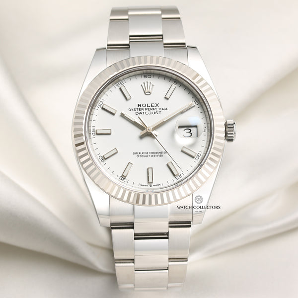 Rolex DateJust 41 126334 Steel & Gold 18K White Gold Bezel Second Hand Watch Collectors 1
