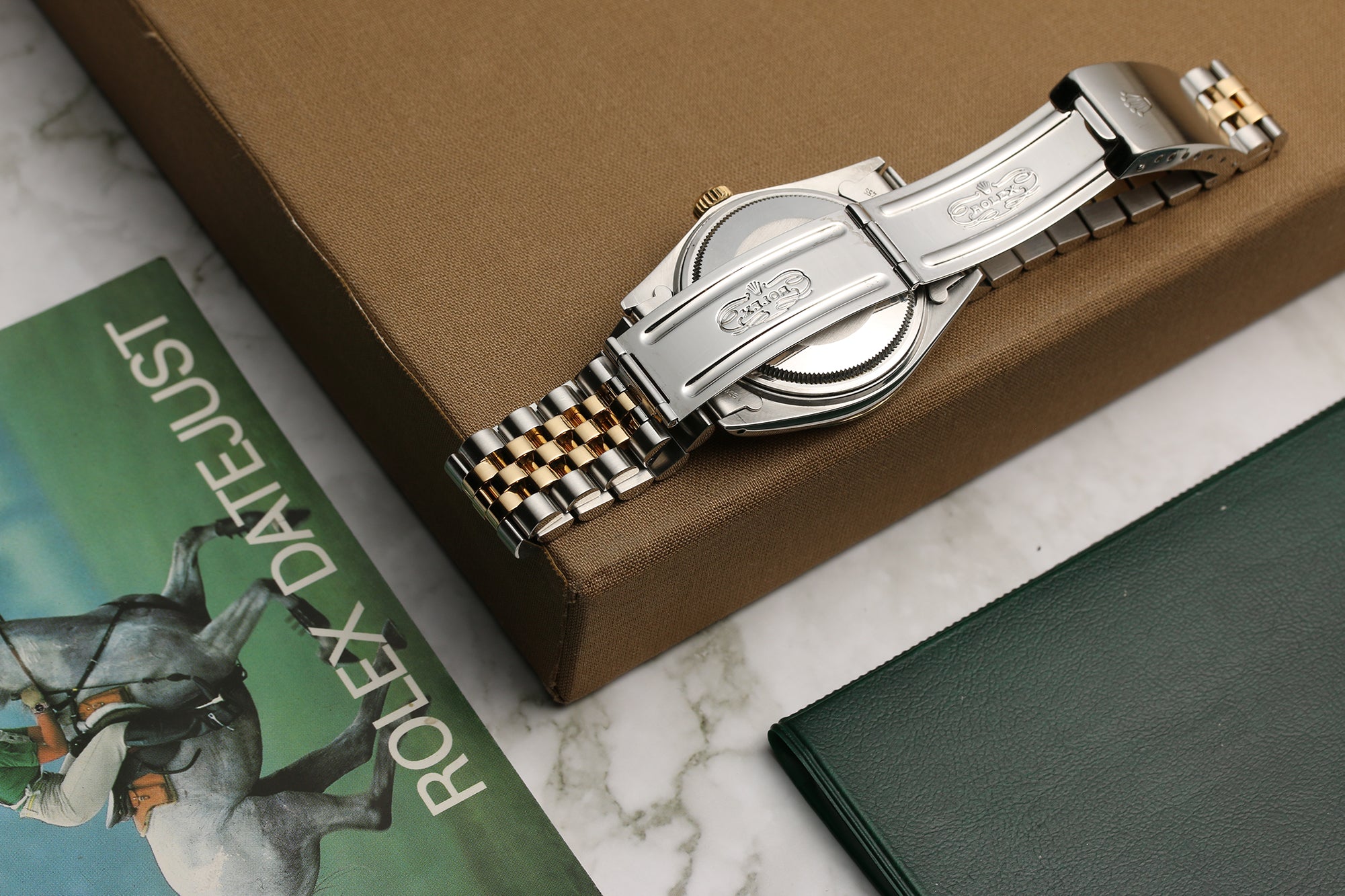 Rolex DateJust Acrylic Glass Steel & Gold Second Hand Watch Collectors 4