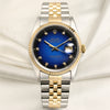 Rolex DateJust Blue Degrade Diamond Dial Steel & Gold Second Hand Watch Collectors 1