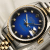 Rolex DateJust Blue Degrade Diamond Dial Steel & Gold Second Hand Watch Collectors 4