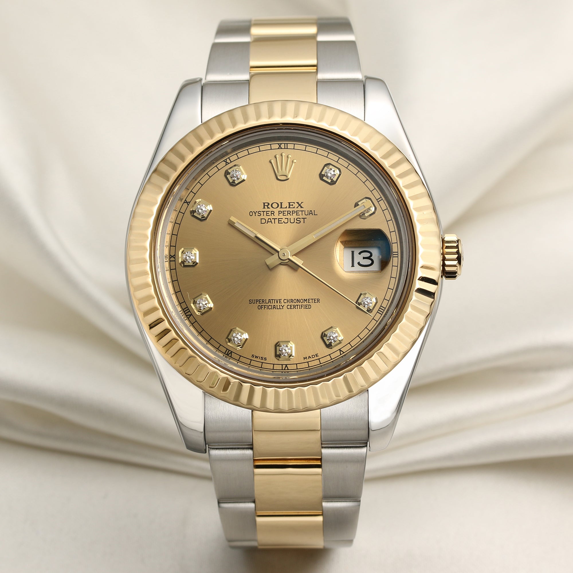 Rolex-DateJust-II-116333-Steel-Gold-Diamond-Champagne-Dial-Second-Hand-Watch-Collectors-1