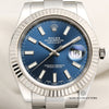 Rolex DateJust II 116334 Blue Dial Stainless Steel & 18K White Gold Fluted Bezel Second Hand Watch Collectors 2