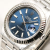 Rolex DateJust II 116334 Blue Dial Stainless Steel & 18K White Gold Fluted Bezel Second Hand Watch Collectors 4