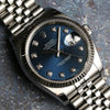 Rolex DateJust Stainless Steel Blue Diamond Dial Second Hand Watch Collectors 4