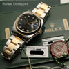 Rolex DateJust Steel & Gold Jubilee Black Dial Second Hand Watch Collectors 10