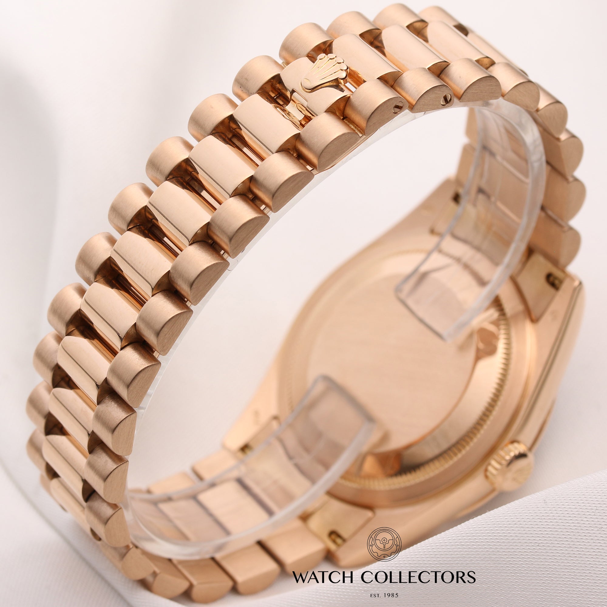 Rolex-Day-Date-118205-Black-Dial-18K-Rose-Gold-Second-Hand-Watch-Collectors-5