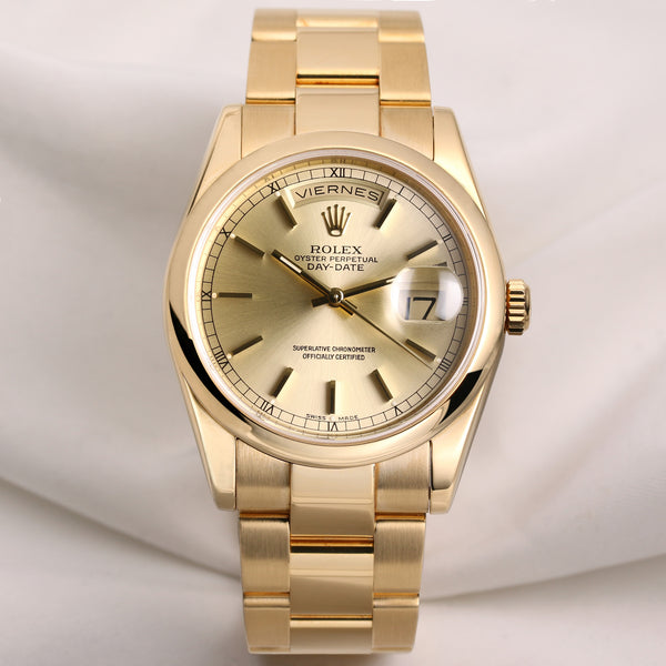 Rolex Day-Date 118208 18K Yellow Gold Champagne Dial Second Hand Watch Collectors 1