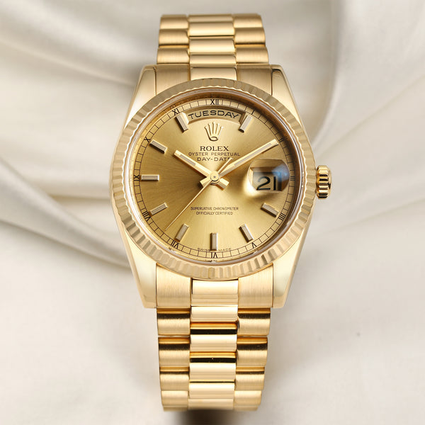 Rolex Day-Date 118238 18K Yellow Gold Champagne Dial Second hand Watch Collectors 1