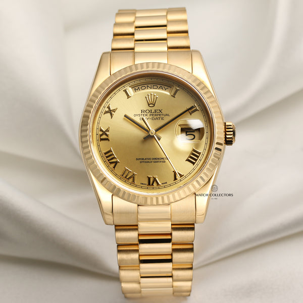 Rolex Day-Date 118238 18K Yellow Gold Second Hand Watch Collectors 1