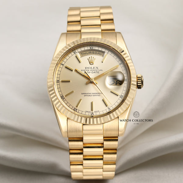 Rolex Day-Date 118238 18K Yellow Gold Second Hand Watch Collectors 1