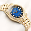 Rolex Day-Date 118338 Blue Degrade Degrading Vingette Diamond Dial 18K Yellow Gold Second Hand Watch Collectors 5