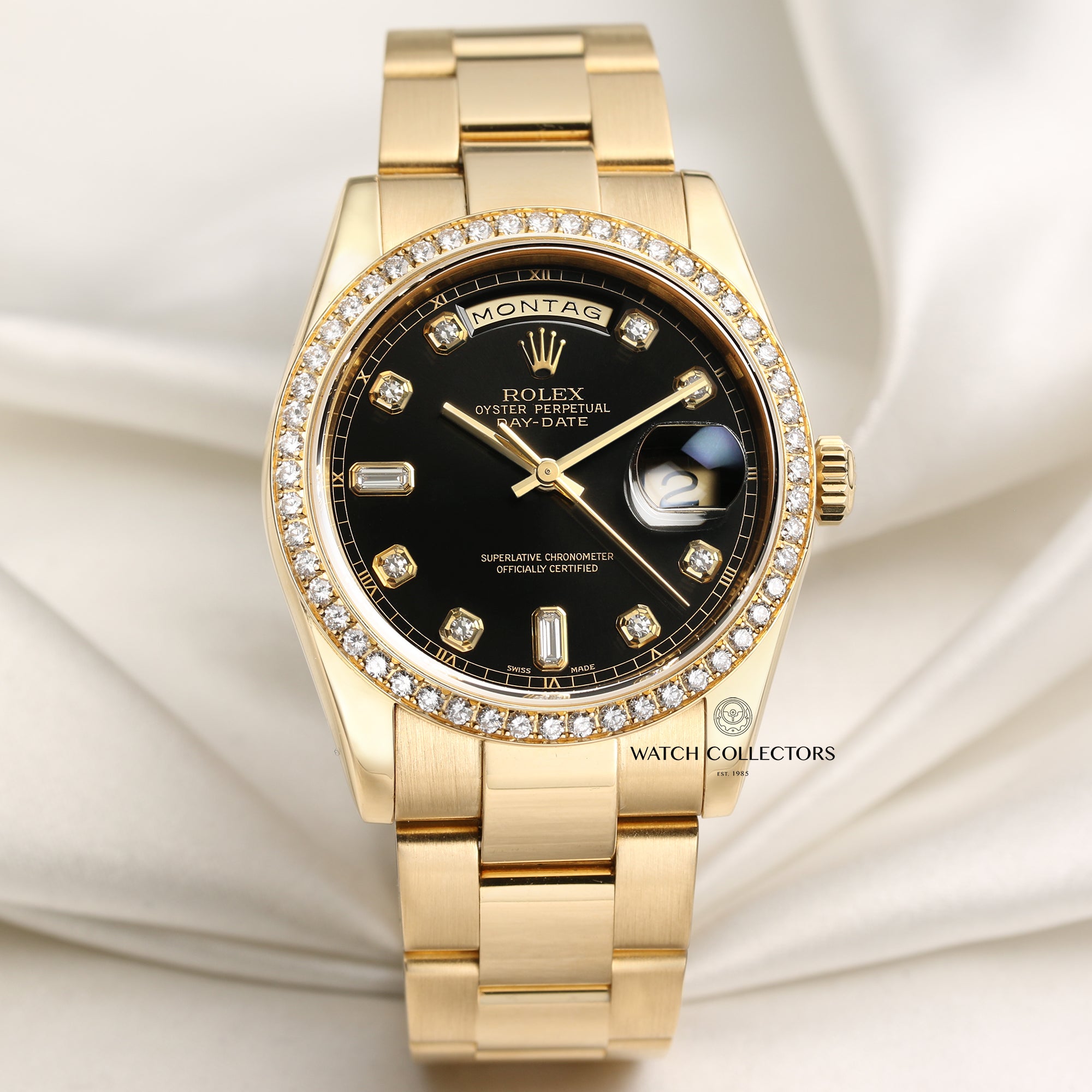 Rolex Day-Date 118348 18k Yellow Gold Diamond Dial & Bezel – Watch ...