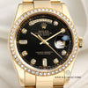 Rolex Day-Date 118348 18K Yellow Gold Black Diamond Dial Diamond Bezel Second Hand Watch Collectors 2