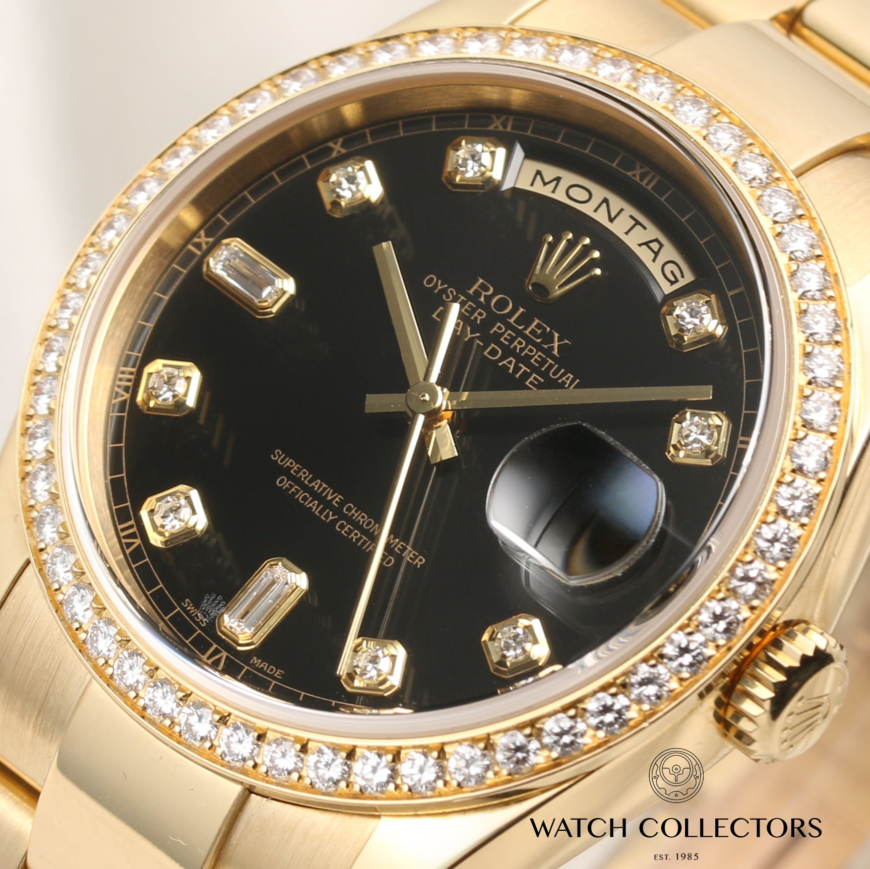 Rolex Day-Date 118348 18k Yellow Gold Diamond Dial & Bezel – Watch ...