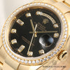Rolex Day-Date 118348 18K Yellow Gold Black Diamond Dial Diamond Bezel Second Hand Watch Collectors 4