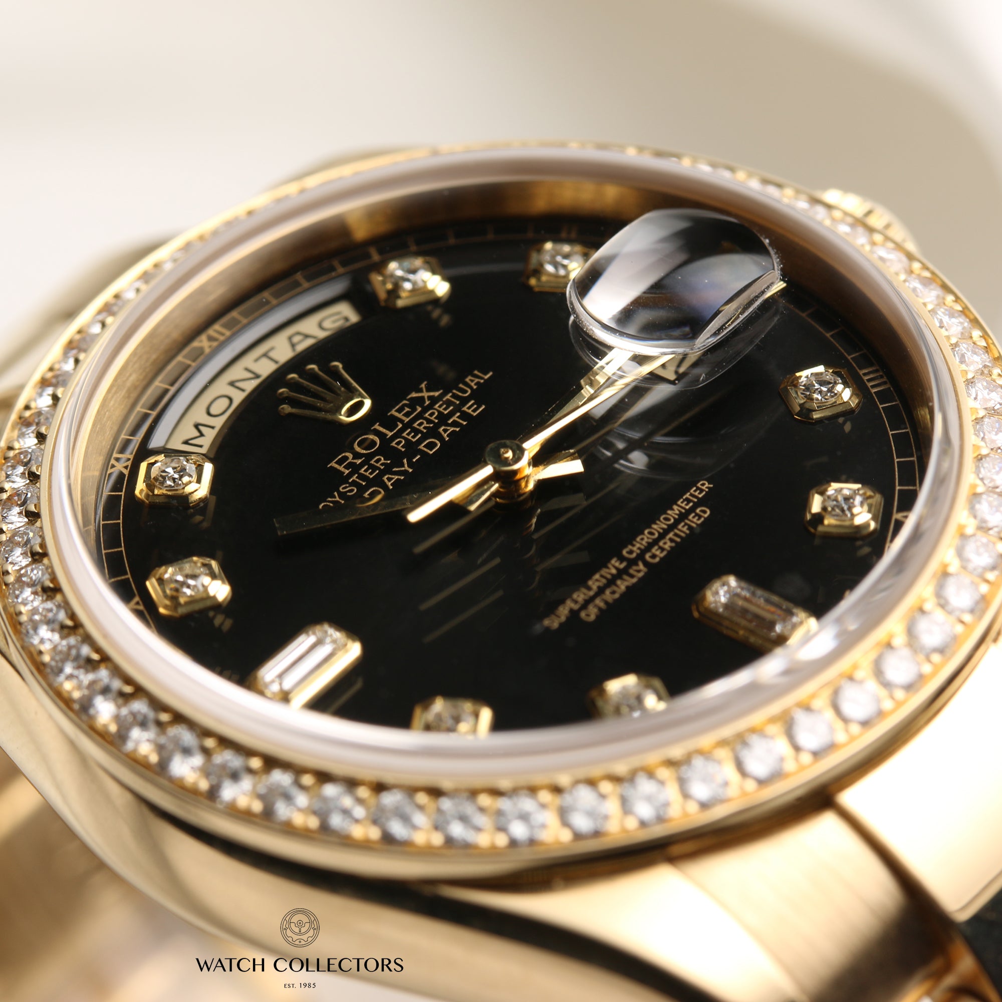 Rolex Day-Date 118348 18k Yellow Gold Diamond Dial & Bezel – Watch ...