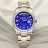 Rolex Day-Date 118399BR Diamond Princess Cut Bezel 18k White Gold Second Hand Watch Collectors 1